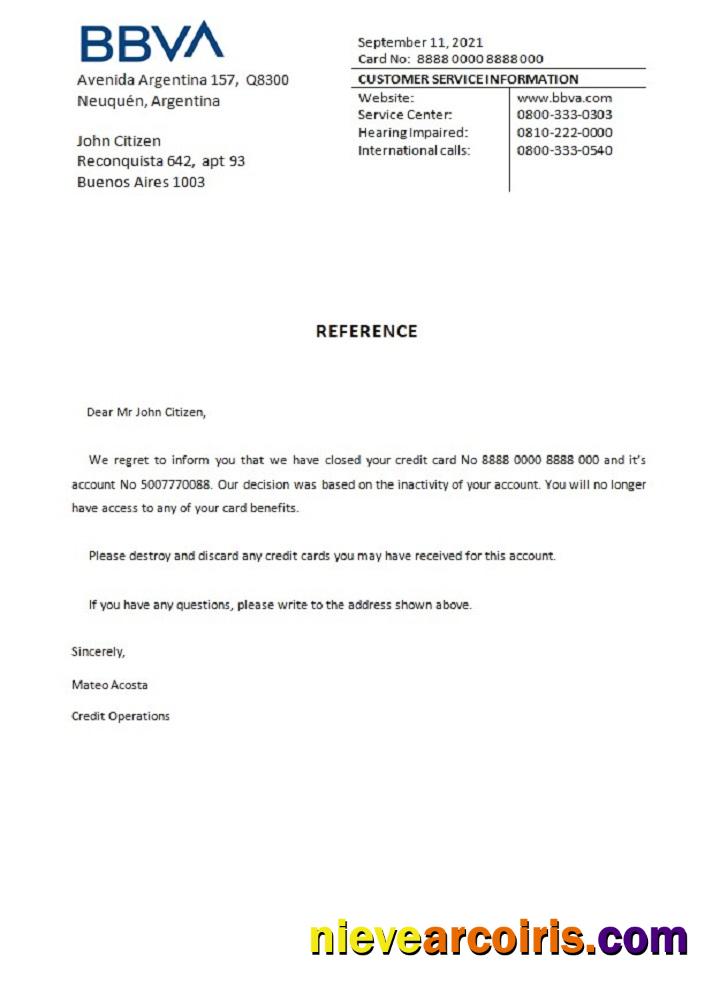 Argentina BBVA bank closure reference